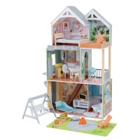 Casuta de papusi Halie Dollhouse Kidkraft din lemn cu sunete, lumini si frigider care se deschide Casuta de papusi Halie Dollhouse Kidkraft din lemn cu sunete, lumini si frigider care se deschide